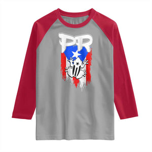 Puerto Rico Flag Hispanic Heritage Month Boricua Coqui Frog Raglan Shirt TS11 Sport Gray Red Print Your Wear
