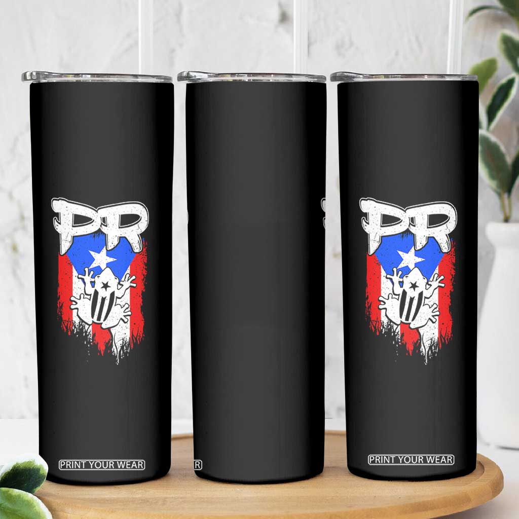Puerto Rico Flag Hispanic Heritage Month Boricua Coqui Frog Skinny Tumbler TS11 Print Your Wear