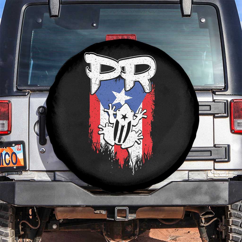 Puerto Rico Flag Hispanic Heritage Month Boricua Coqui Frog Spare Tire Cover TS11 No hole Black Print Your Wear