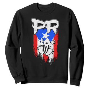 Puerto Rico Flag Hispanic Heritage Month Boricua Coqui Frog Sweatshirt TS11 Black Print Your Wear