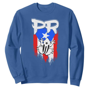 Puerto Rico Flag Hispanic Heritage Month Boricua Coqui Frog Sweatshirt TS11 Royal Blue Print Your Wear
