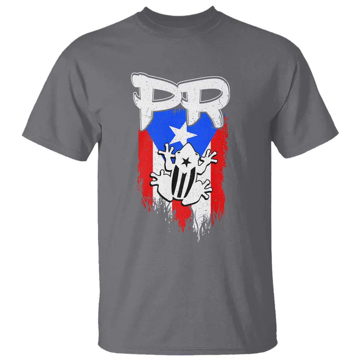 Puerto Rico Flag Hispanic Heritage Month Boricua Coqui Frog T Shirt TS11 Charcoal Print Your Wear