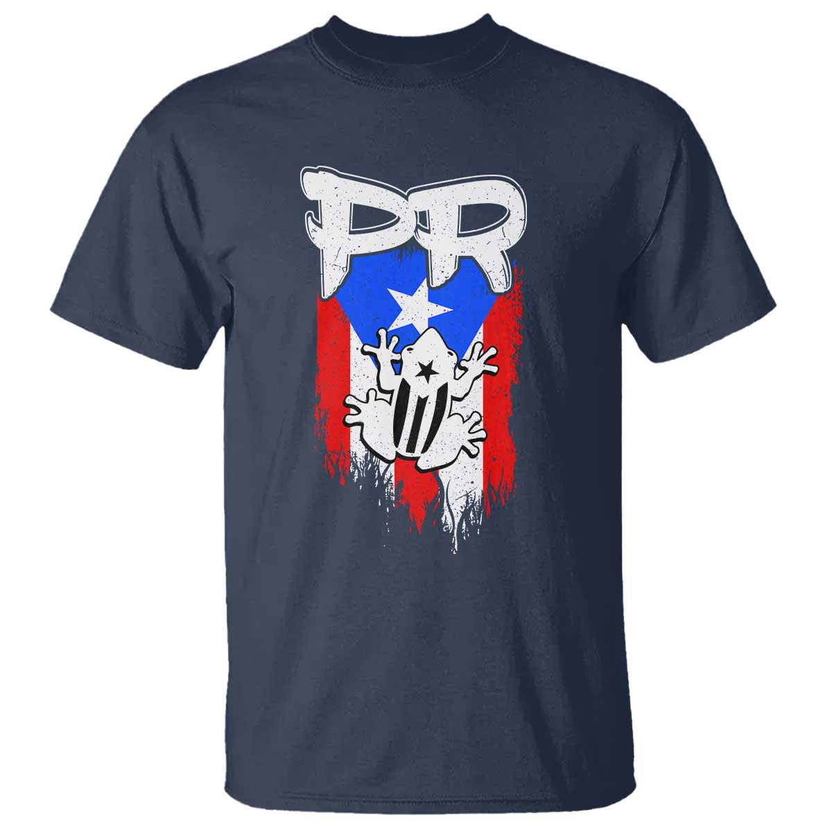 Puerto Rico Flag Hispanic Heritage Month Boricua Coqui Frog T Shirt TS11 Navy Print Your Wear