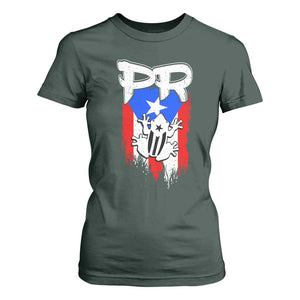 Puerto Rico Flag Hispanic Heritage Month Boricua Coqui Frog T Shirt For Women TS11 Dark Forest Green Print Your Wear