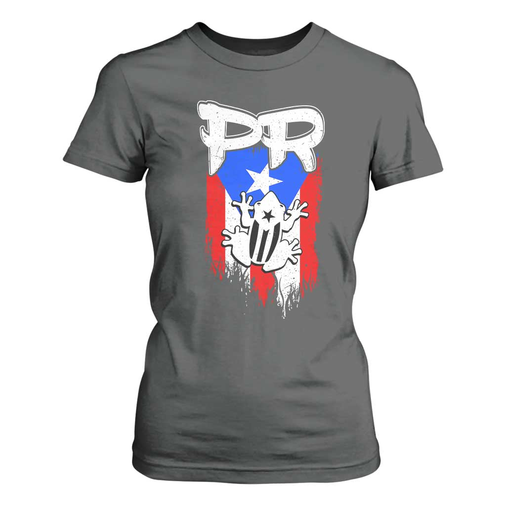 Puerto Rico Flag Hispanic Heritage Month Boricua Coqui Frog T Shirt For Women TS11 Dark Heather Print Your Wear
