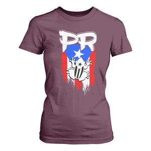 Puerto Rico Flag Hispanic Heritage Month Boricua Coqui Frog T Shirt For Women TS11 Maroon Print Your Wear