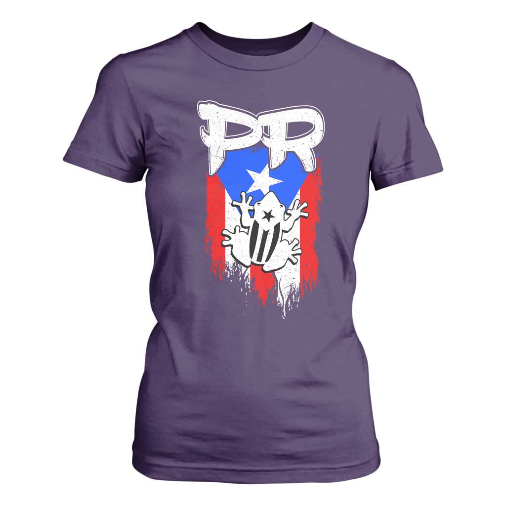 Puerto Rico Flag Hispanic Heritage Month Boricua Coqui Frog T Shirt For Women TS11 Purple Print Your Wear