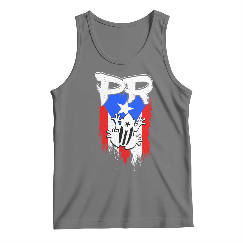 Puerto Rico Flag Hispanic Heritage Month Boricua Coqui Frog Tank Top TS11 Black Heather Print Your Wear