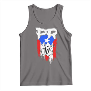 Puerto Rico Flag Hispanic Heritage Month Boricua Coqui Frog Tank Top TS11 Deep Heather Print Your Wear