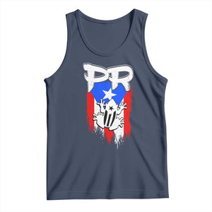 Puerto Rico Flag Hispanic Heritage Month Boricua Coqui Frog Tank Top TS11 Navy Print Your Wear