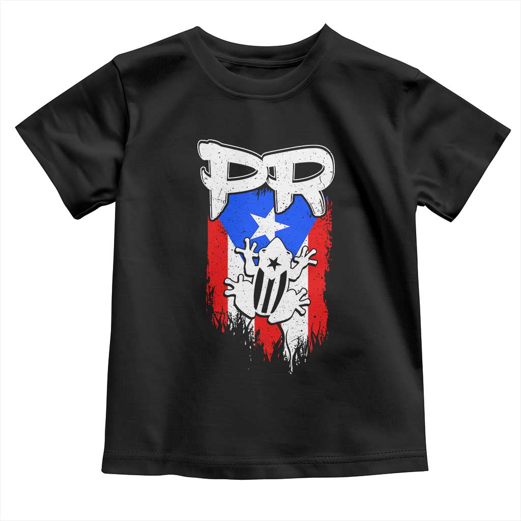 Puerto Rico Flag Hispanic Heritage Month Boricua Coqui Frog Toddler T Shirt TS11 Black Print Your Wear