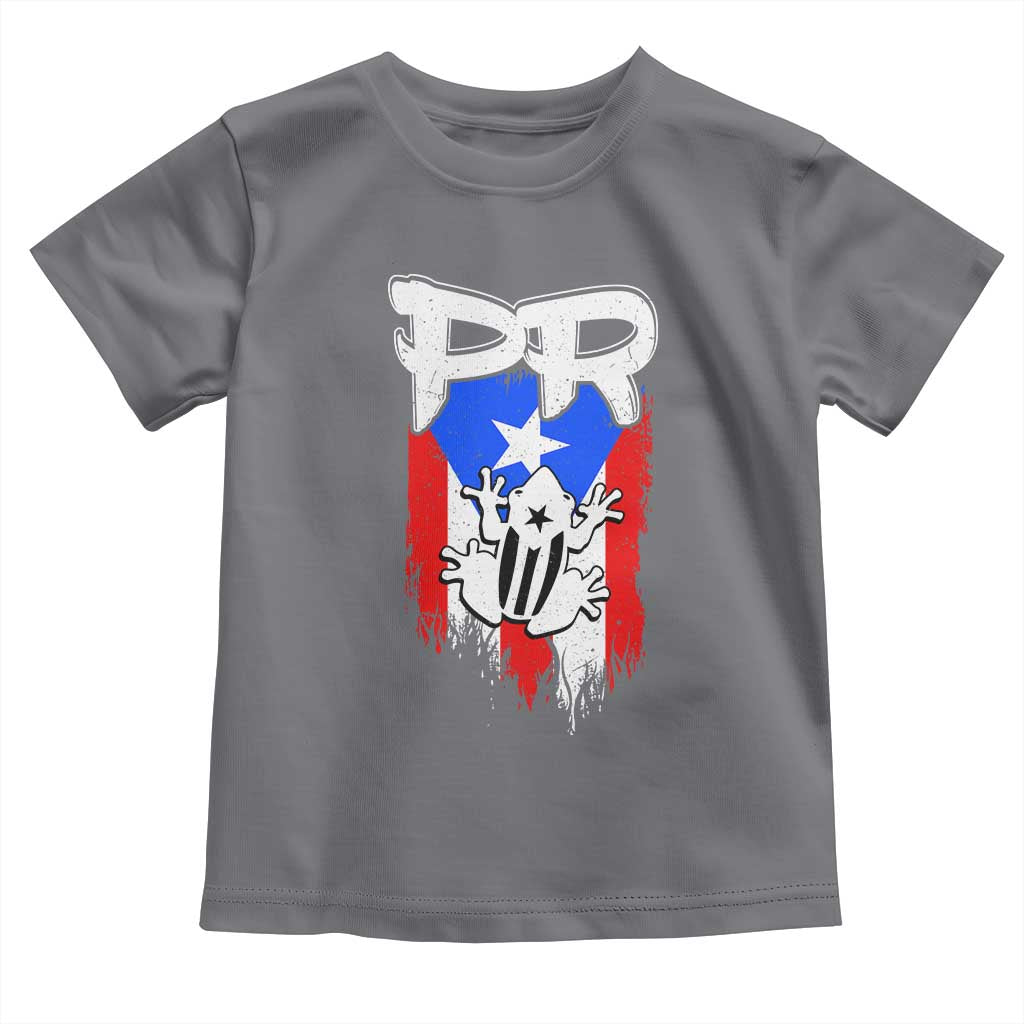 Puerto Rico Flag Hispanic Heritage Month Boricua Coqui Frog Toddler T Shirt TS11 Charcoal Print Your Wear