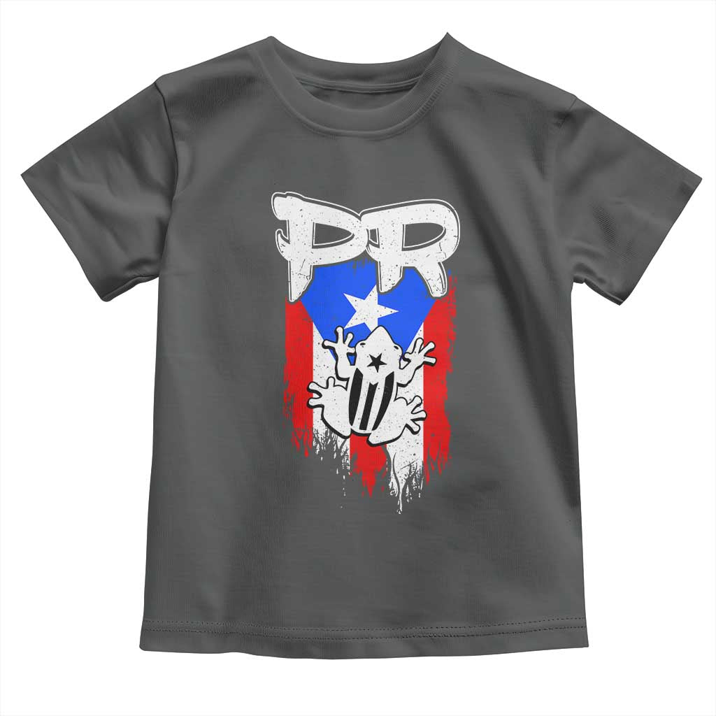 Puerto Rico Flag Hispanic Heritage Month Boricua Coqui Frog Toddler T Shirt TS11 Dark Heather Print Your Wear