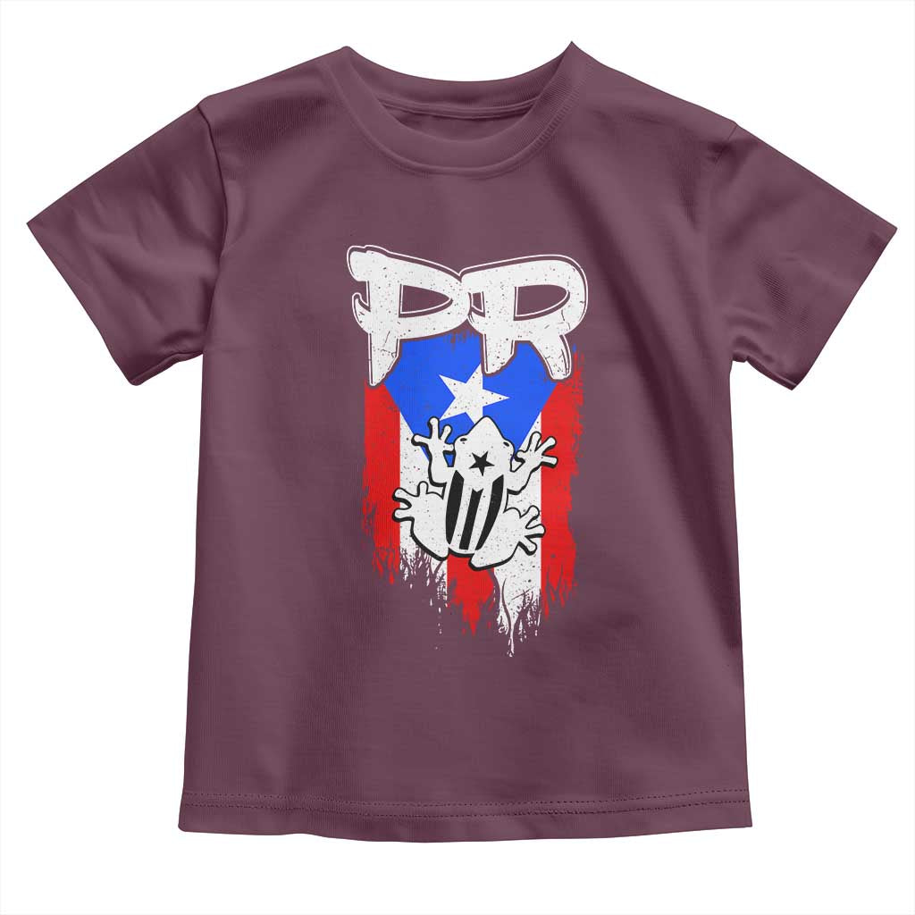 Puerto Rico Flag Hispanic Heritage Month Boricua Coqui Frog Toddler T Shirt TS11 Maroon Print Your Wear