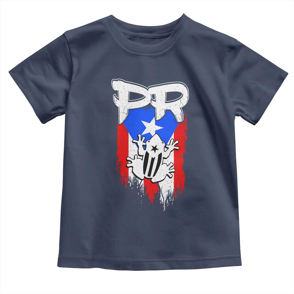 Puerto Rico Flag Hispanic Heritage Month Boricua Coqui Frog Toddler T Shirt TS11 Navy Print Your Wear