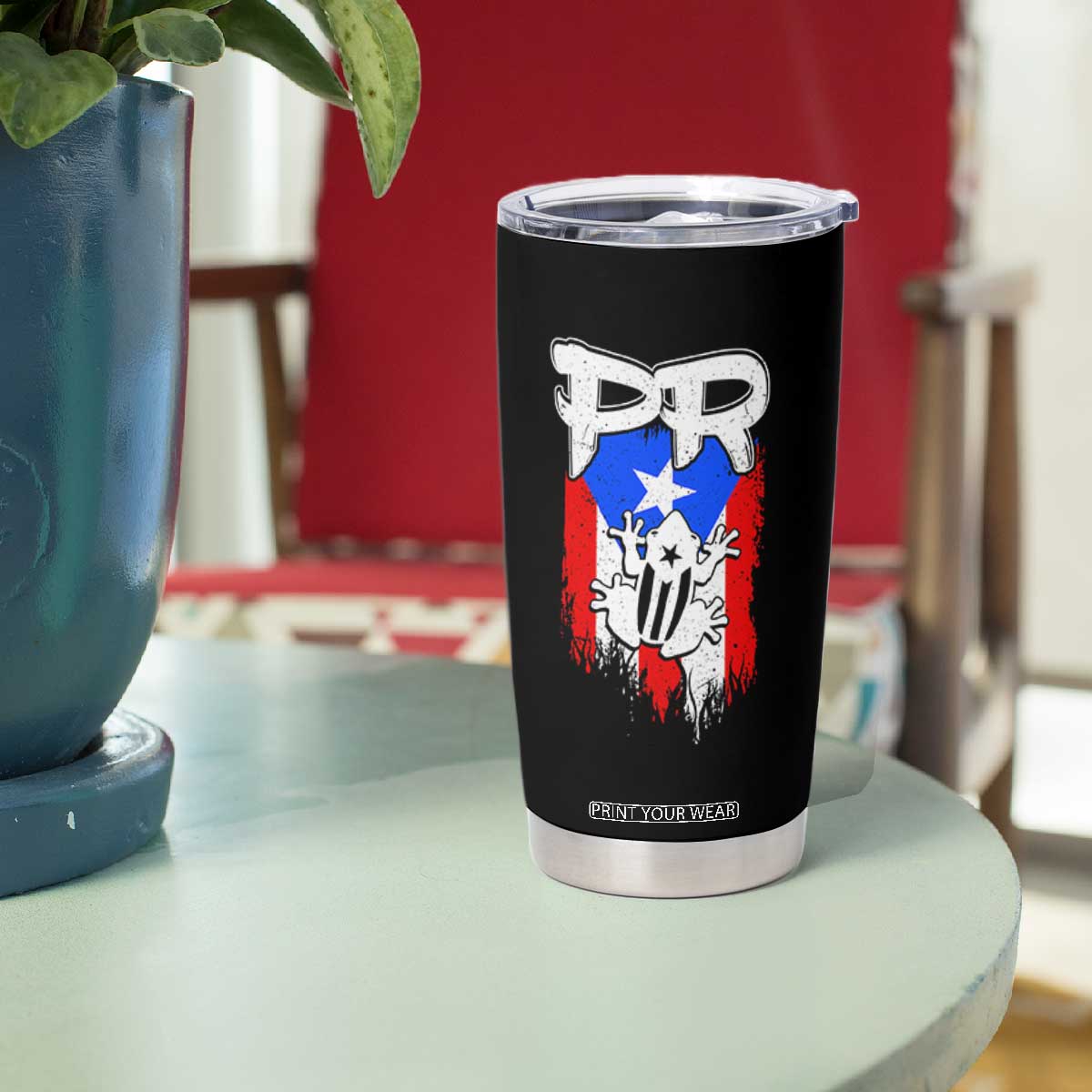 Puerto Rico Flag Hispanic Heritage Month Boricua Coqui Frog Tumbler Cup TS11 Print Your Wear