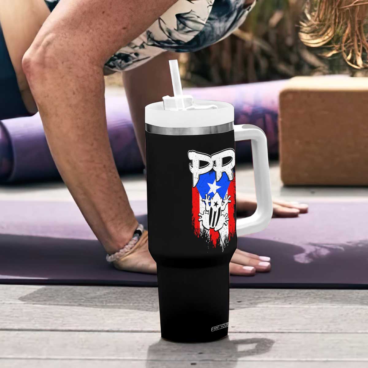 Puerto Rico Flag Hispanic Heritage Month Boricua Coqui Frog Tumbler With Handle TS11 Print Your Wear