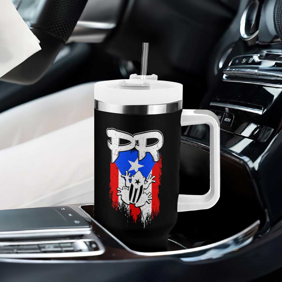 Puerto Rico Flag Hispanic Heritage Month Boricua Coqui Frog Tumbler With Handle TS11 Print Your Wear