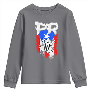 Puerto Rico Flag Hispanic Heritage Month Boricua Coqui Frog Youth Sweatshirt TS11 Charcoal Print Your Wear