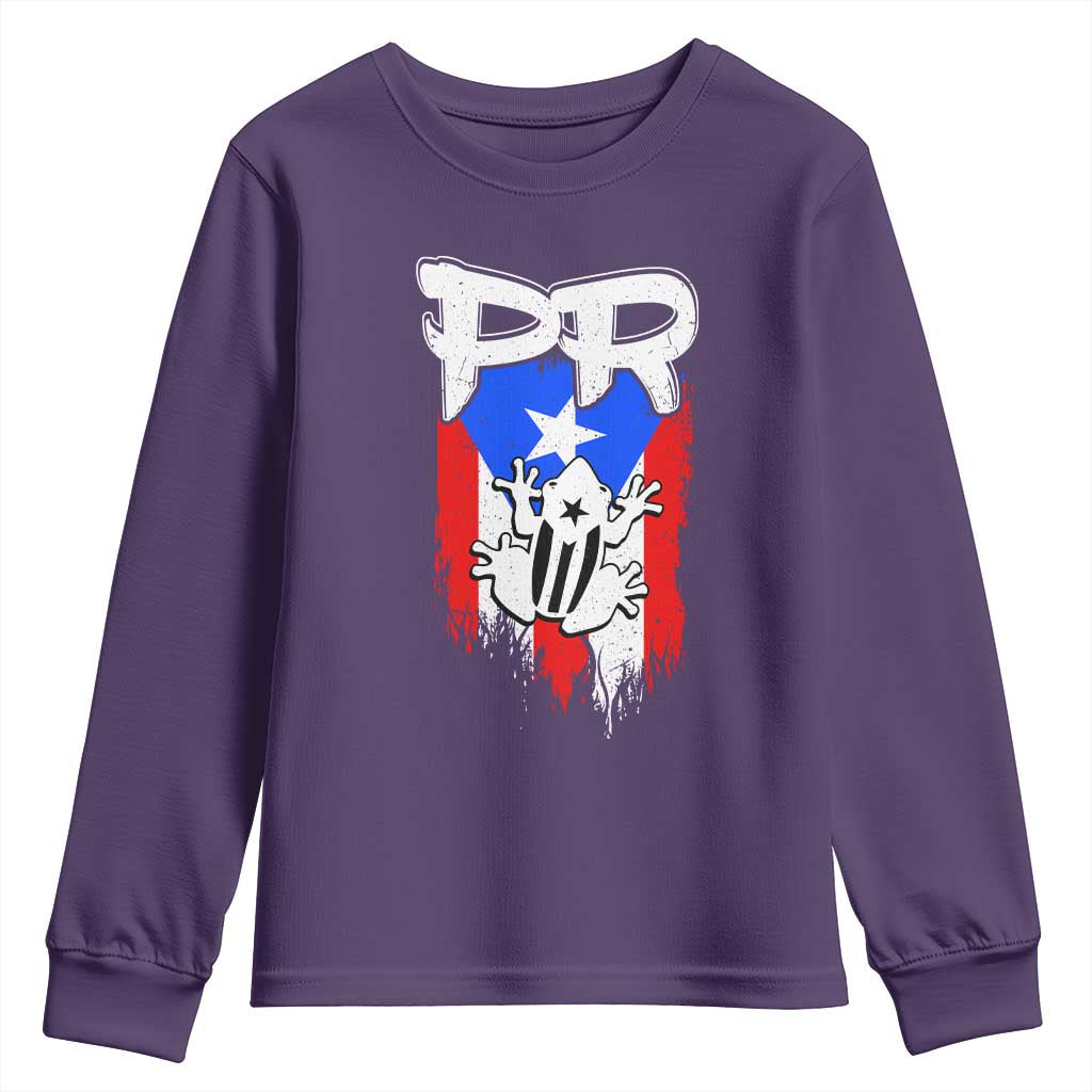Puerto Rico Flag Hispanic Heritage Month Boricua Coqui Frog Youth Sweatshirt TS11 Purple Print Your Wear