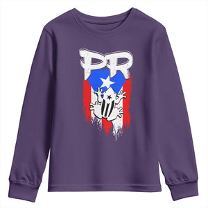 Puerto Rico Flag Hispanic Heritage Month Boricua Coqui Frog Youth Sweatshirt TS11 Purple Print Your Wear
