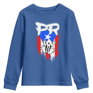 Puerto Rico Flag Hispanic Heritage Month Boricua Coqui Frog Youth Sweatshirt TS11 Royal Blue Print Your Wear