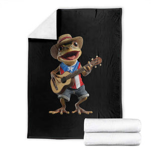 Puerto Rico Coqui Frog Puerto Rican Flag Taino Boricua Guitar Throw Blanket TS11 Black Print Your Wear