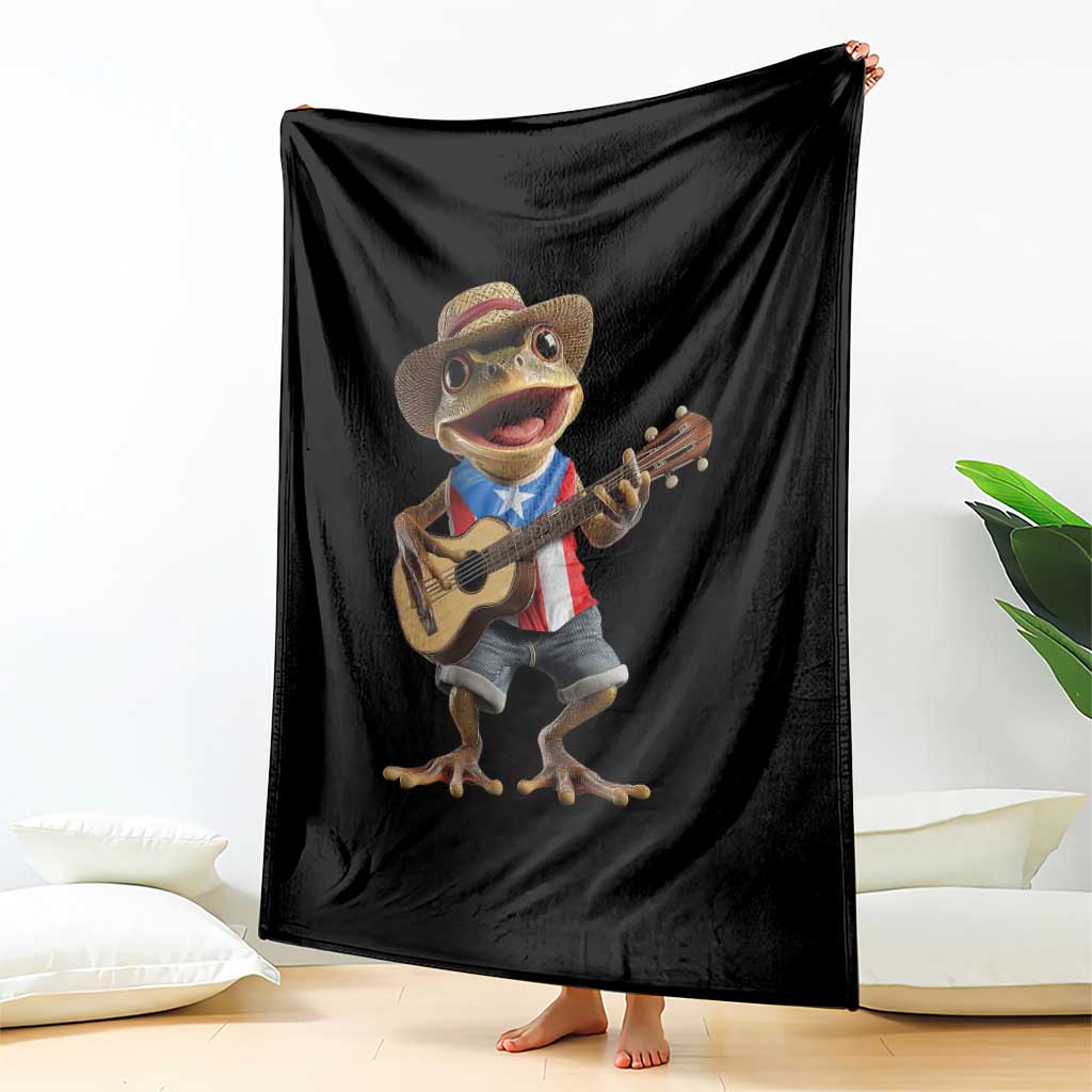 Puerto Rico Coqui Frog Puerto Rican Flag Taino Boricua Guitar Throw Blanket TS11 Print Your Wear