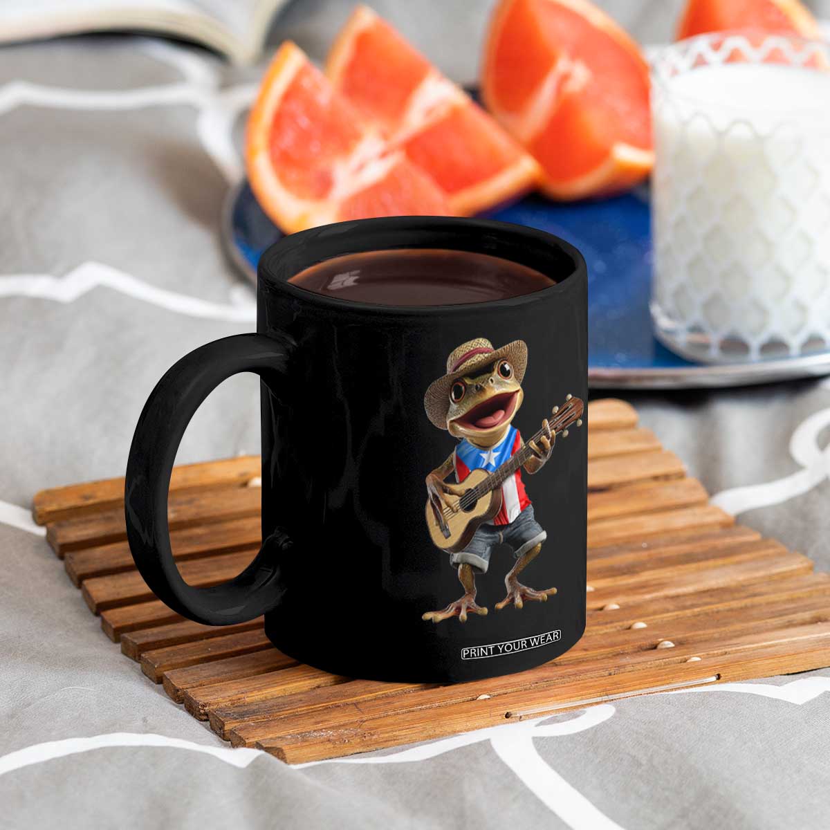 Puerto Rico Coqui Frog Puerto Rican Flag Taino Boricua Guitar Coffee Mug TS11 Print Your Wear