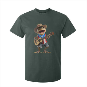 Puerto Rico Coqui Frog Puerto Rican Flag Taino Boricua Guitar T Shirt For Kid TS11 Dark Forest Green Print Your Wear