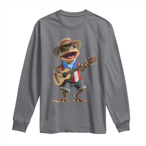 Puerto Rico Coqui Frog Puerto Rican Flag Taino Boricua Guitar Long Sleeve Shirt TS11 Charcoal Print Your Wear