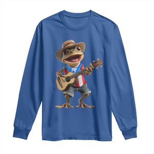 Puerto Rico Coqui Frog Puerto Rican Flag Taino Boricua Guitar Long Sleeve Shirt TS11 Royal Blue Print Your Wear
