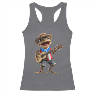Puerto Rico Coqui Frog Puerto Rican Flag Taino Boricua Guitar Racerback Tank Top TS11 Charcoal Print Your Wear