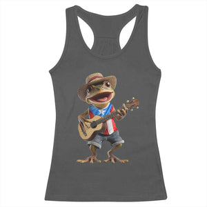Puerto Rico Coqui Frog Puerto Rican Flag Taino Boricua Guitar Racerback Tank Top TS11 Dark Heather Print Your Wear