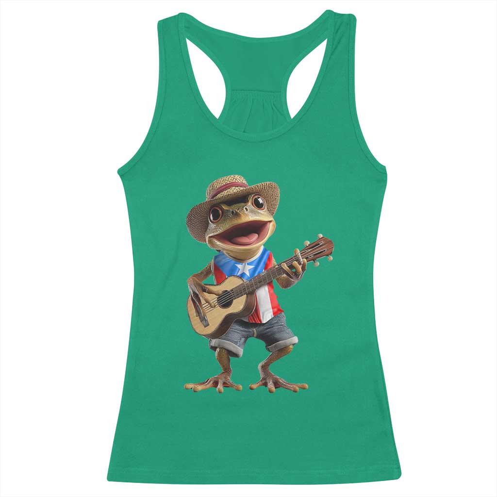Puerto Rico Coqui Frog Puerto Rican Flag Taino Boricua Guitar Racerback Tank Top TS11 Irish Green Print Your Wear