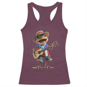 Puerto Rico Coqui Frog Puerto Rican Flag Taino Boricua Guitar Racerback Tank Top TS11 Maroon Print Your Wear