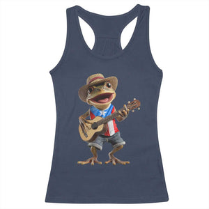 Puerto Rico Coqui Frog Puerto Rican Flag Taino Boricua Guitar Racerback Tank Top TS11 Navy Print Your Wear