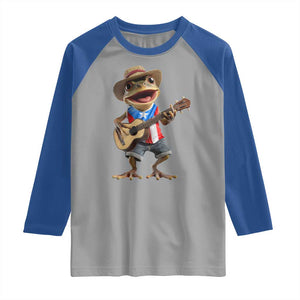 Puerto Rico Coqui Frog Puerto Rican Flag Taino Boricua Guitar Raglan Shirt TS11 Sport Gray Royal Print Your Wear