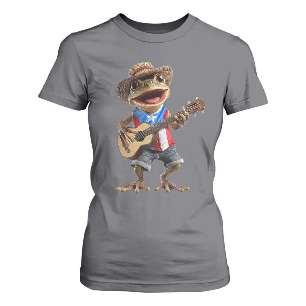 Puerto Rico Coqui Frog Puerto Rican Flag Taino Boricua Guitar T Shirt For Women TS11 Charcoal Print Your Wear