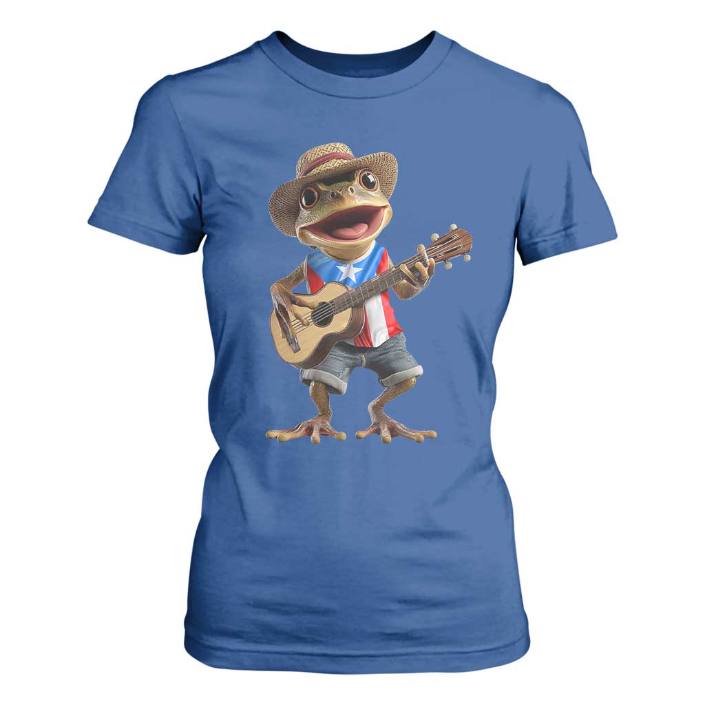 Puerto Rico Coqui Frog Puerto Rican Flag Taino Boricua Guitar T Shirt For Women TS11 Royal Blue Print Your Wear