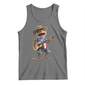 Puerto Rico Coqui Frog Puerto Rican Flag Taino Boricua Guitar Tank Top TS11 Black Heather Print Your Wear