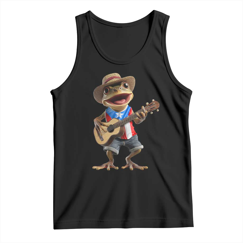 Puerto Rico Coqui Frog Puerto Rican Flag Taino Boricua Guitar Tank Top TS11 Black Print Your Wear