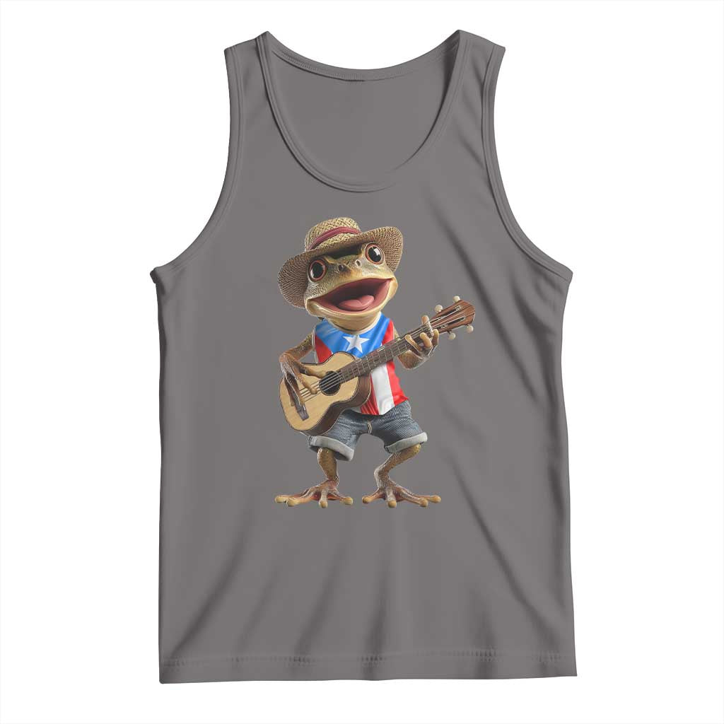 Puerto Rico Coqui Frog Puerto Rican Flag Taino Boricua Guitar Tank Top TS11 Deep Heather Print Your Wear
