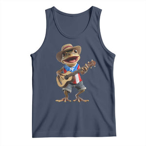 Puerto Rico Coqui Frog Puerto Rican Flag Taino Boricua Guitar Tank Top TS11 Navy Print Your Wear