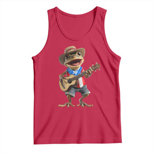 Puerto Rico Coqui Frog Puerto Rican Flag Taino Boricua Guitar Tank Top TS11 Red Print Your Wear