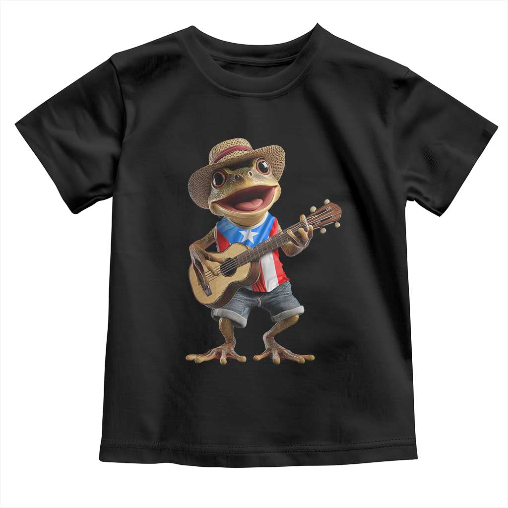 Puerto Rico Coqui Frog Puerto Rican Flag Taino Boricua Guitar Toddler T Shirt TS11 Black Print Your Wear