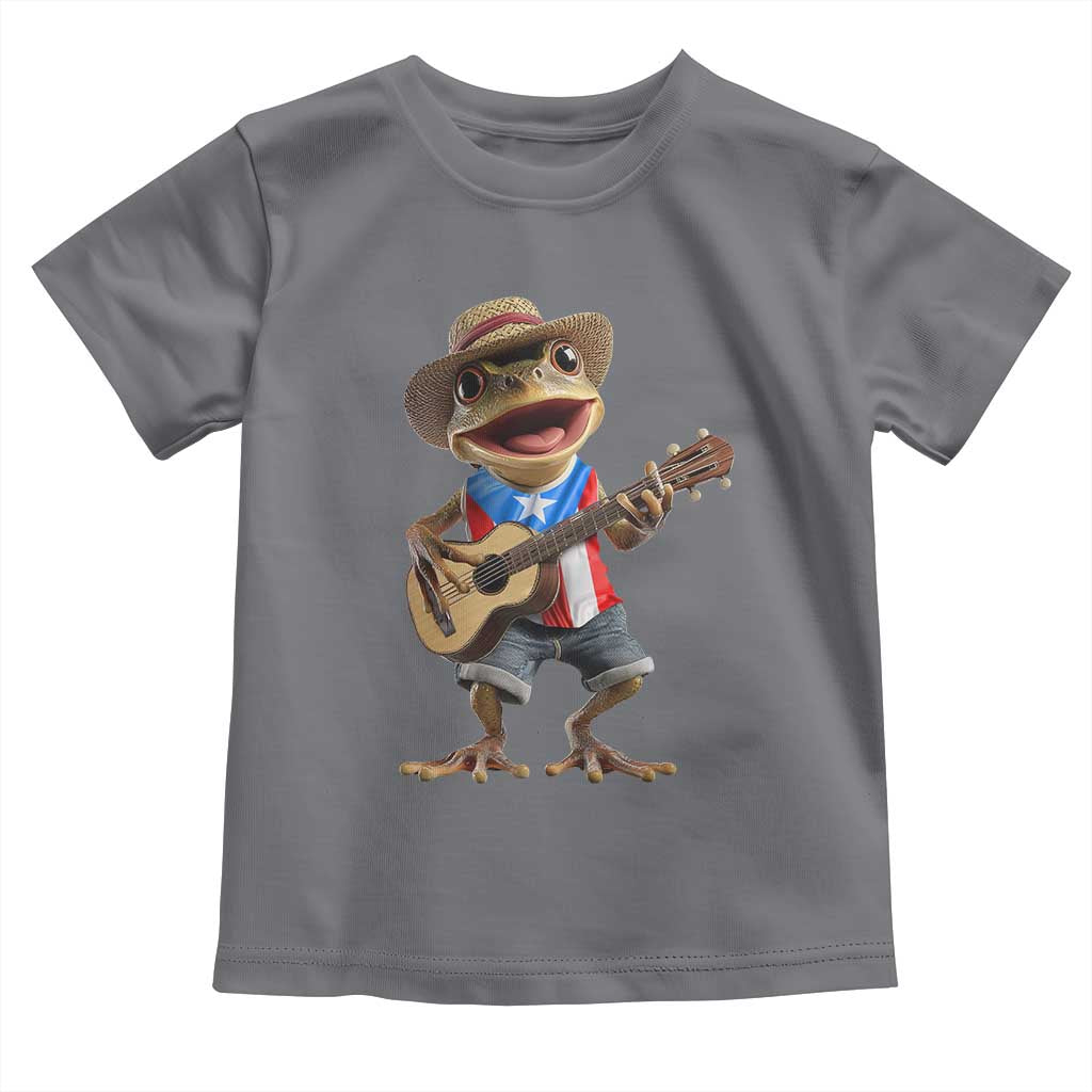 Puerto Rico Coqui Frog Puerto Rican Flag Taino Boricua Guitar Toddler T Shirt TS11 Charcoal Print Your Wear