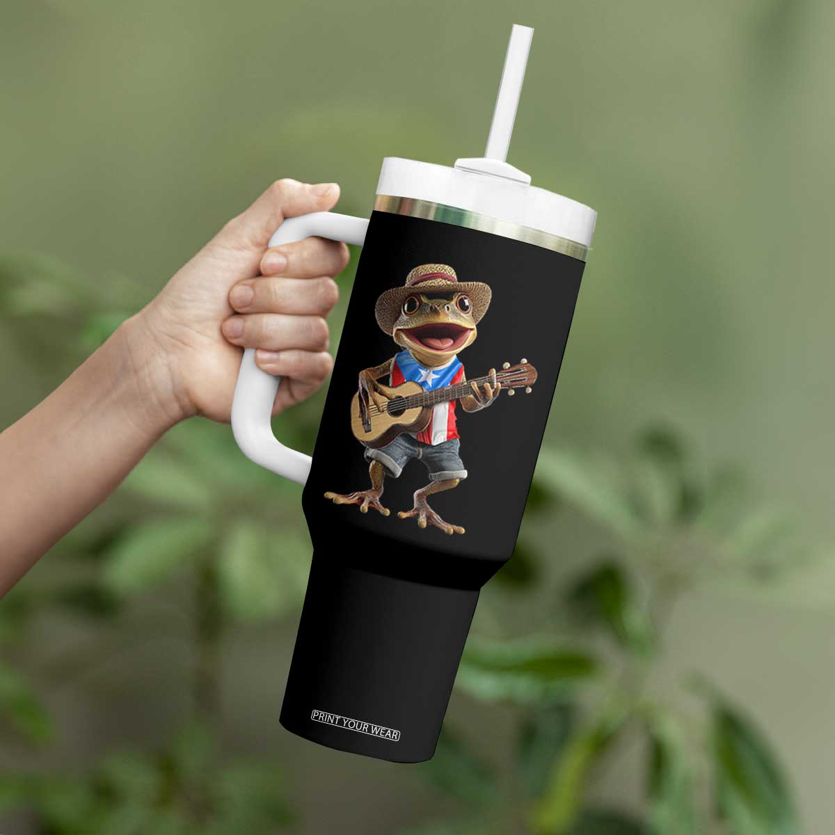 Puerto Rico Coqui Frog Puerto Rican Flag Taino Boricua Guitar Tumbler With Handle TS11 Print Your Wear