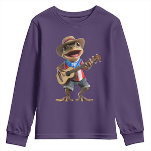 Puerto Rico Coqui Frog Puerto Rican Flag Taino Boricua Guitar Youth Sweatshirt TS11 Purple Print Your Wear