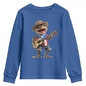Puerto Rico Coqui Frog Puerto Rican Flag Taino Boricua Guitar Youth Sweatshirt TS11 Royal Blue Print Your Wear